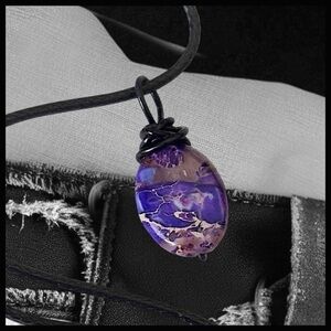 5 For $25💫Amethyst Jasper Stone Pendant Necklace